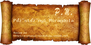 Pöstényi Mirandola névjegykártya